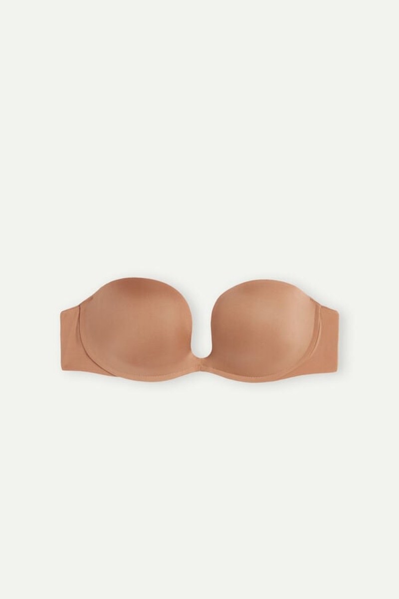 Intimissimi Monica Bandeau Bra In Ultralight Microfiber Bež | SN-ITMSM56923