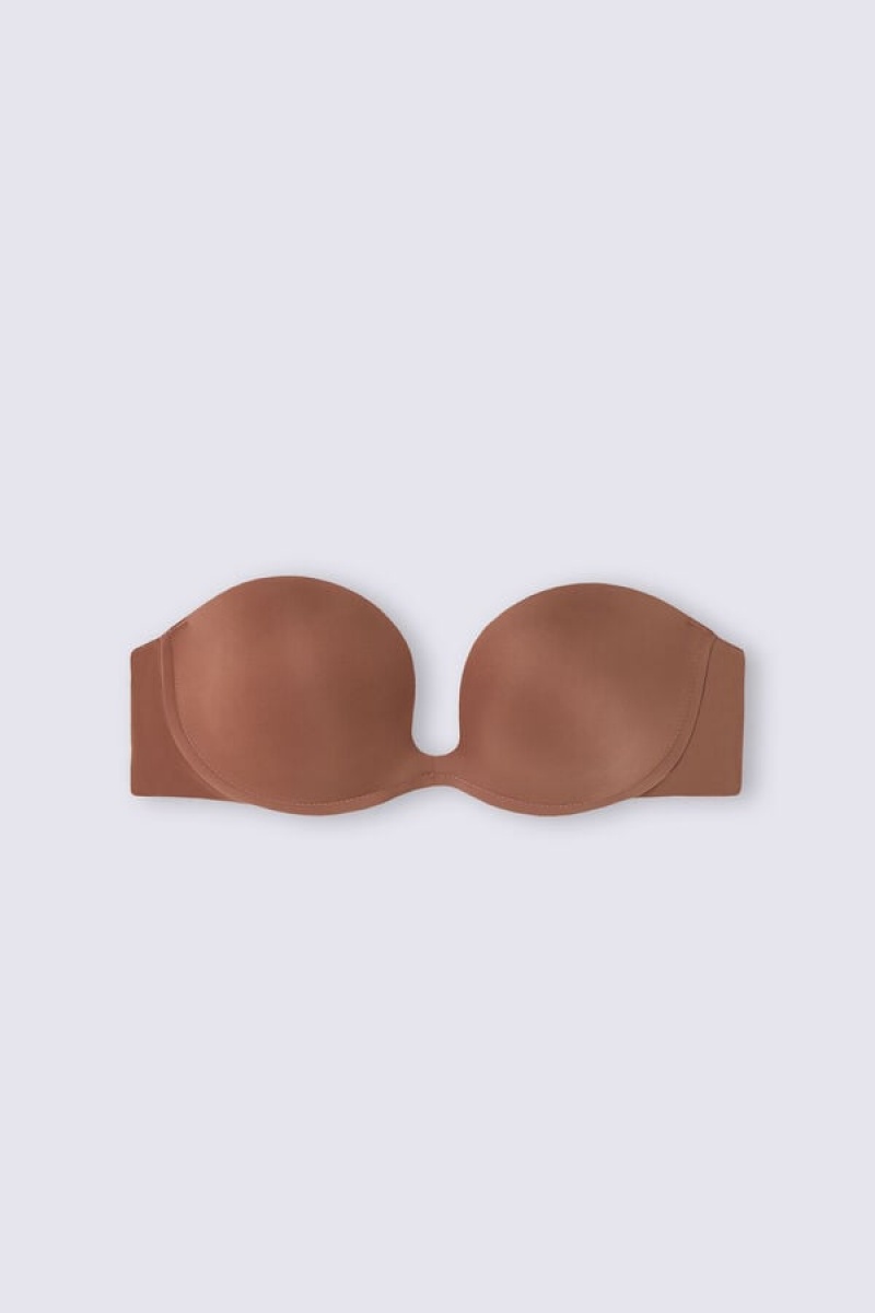 Intimissimi Monica Bandeau Bra In Ultralight Microfiber Bež | SN-ITMSM56924