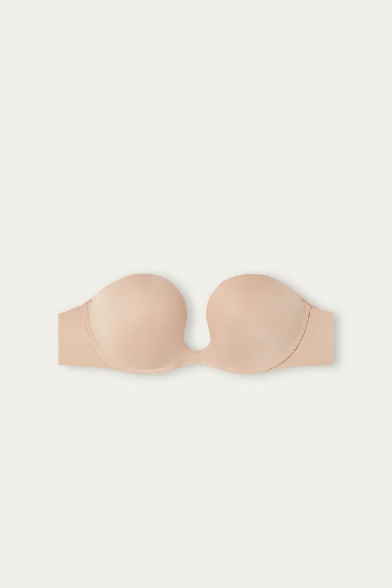 Intimissimi Monica Bandeau Bra In Ultralight Microfiber Bež | SN-ITMSM56940