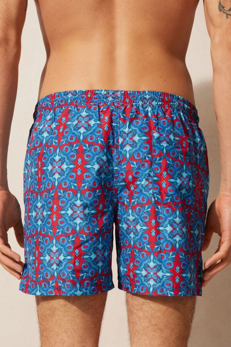 Intimissimi Moroccan Print Swim Trunks Plave | SN-ITMSM58778