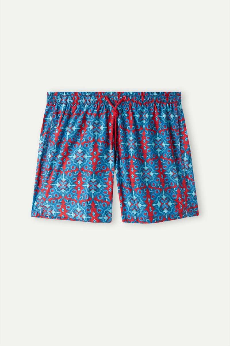 Intimissimi Moroccan Print Swim Trunks Plave | SN-ITMSM58778