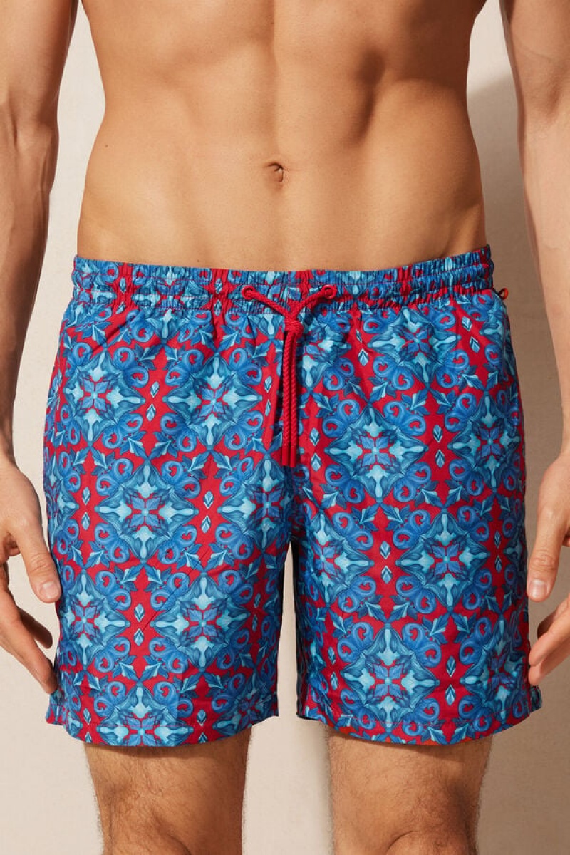 Intimissimi Moroccan Print Swim Trunks Plave | SN-ITMSM58778