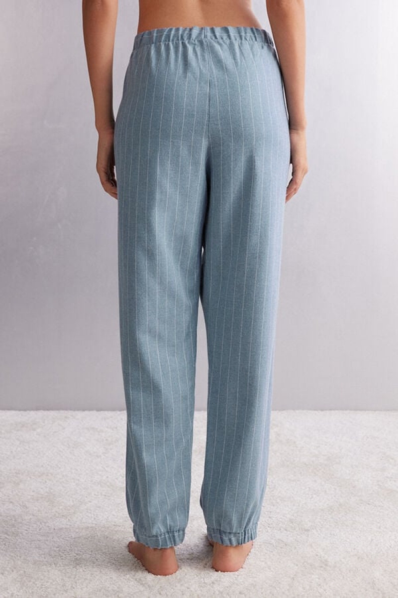 Intimissimi Pinstripes Fantasy Full Length Jogger In Brushed Cloth Svijetlo Plave | SN-ITMSM58289