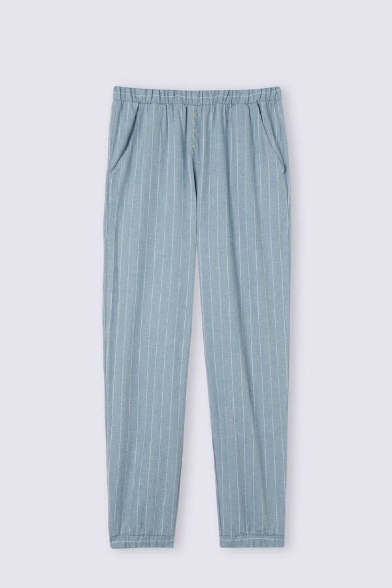 Intimissimi Pinstripes Fantasy Full Length Jogger In Brushed Cloth Svijetlo Plave | SN-ITMSM58289