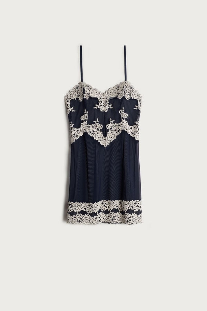 Intimissimi Pretty Flowers Babydoll Plave | SN-ITMSM57810