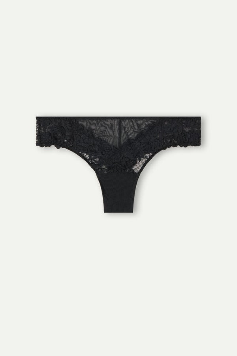 Intimissimi Pretty Flowers Brazilian Crne | SN-ITMSM57454