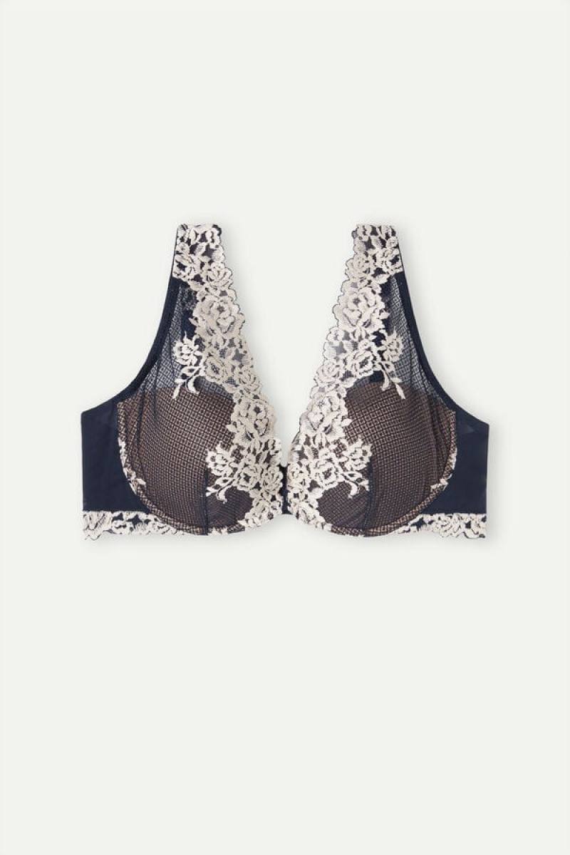 Intimissimi Pretty Flowers Elena Balconette Bra Plave | SN-ITMSM56526