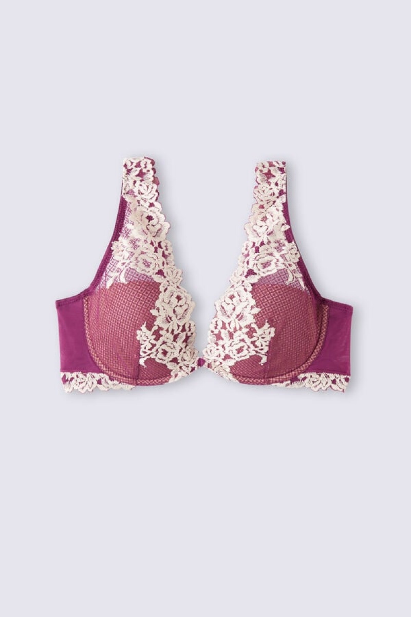 Intimissimi Pretty Flowers Elena Balconette Bra Ljubičaste | SN-ITMSM56559