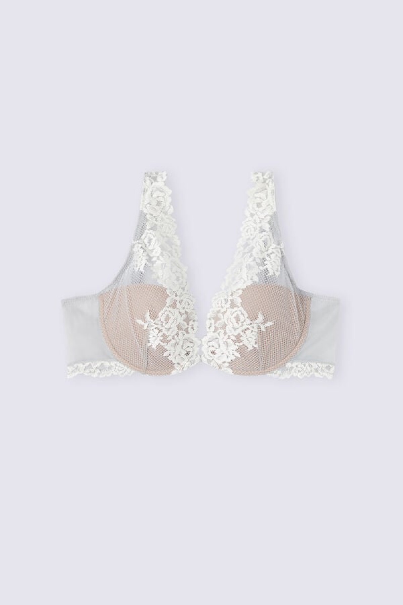 Intimissimi Pretty Flowers Elena Balconette Bra Bijele | SN-ITMSM56887