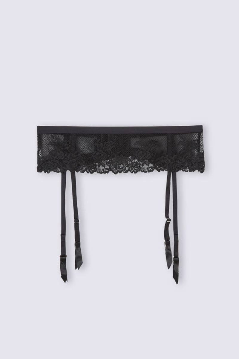 Intimissimi Pretty Flowers Garter Belt Crne | SN-ITMSM57897