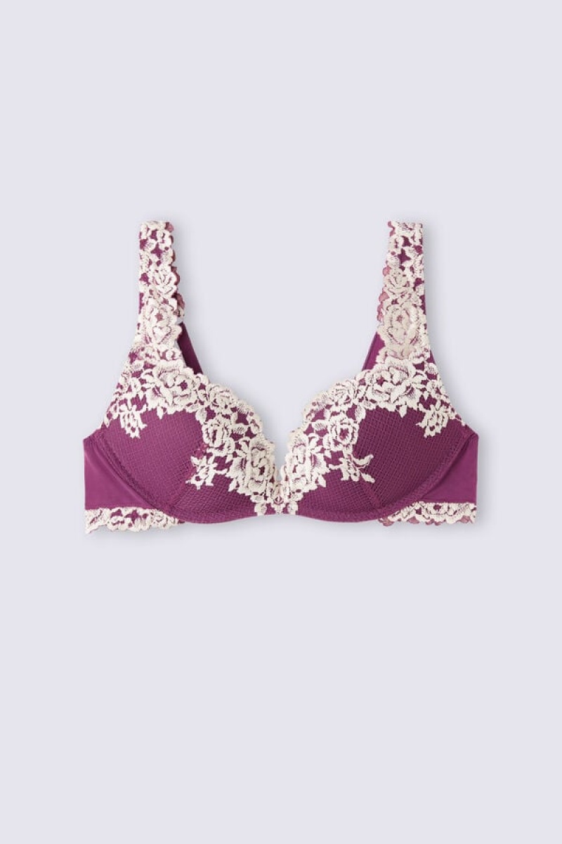 Intimissimi Pretty Flowers Gioia Super Push-up Bra Ljubičaste | SN-ITMSM56787