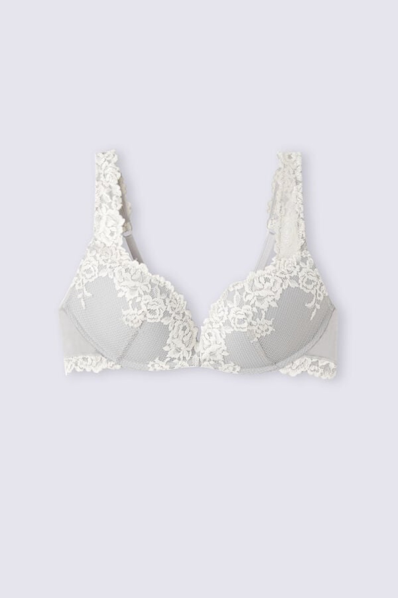 Intimissimi Pretty Flowers Gioia Super Push-up Bra Bijele | SN-ITMSM56790