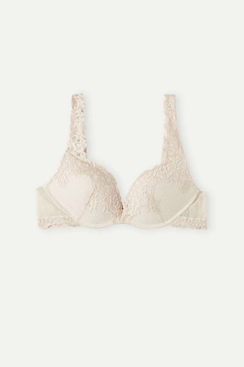 Intimissimi Pretty Flowers Gioia Super Push-up Bra Bež | SN-ITMSM57016