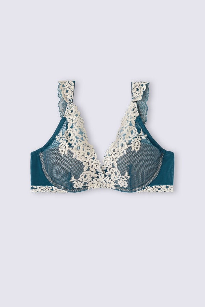 Intimissimi Pretty Flowers Giorgia Balconette Bra Plave | SN-ITMSM56553