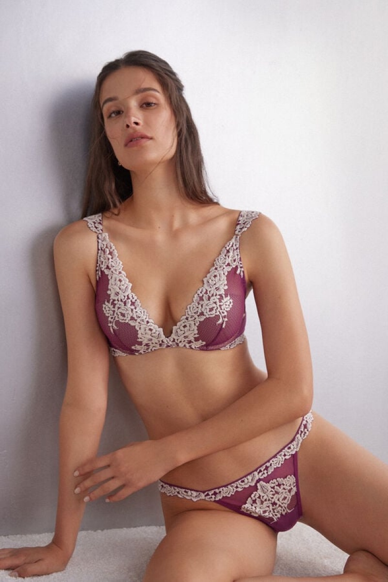 Intimissimi Pretty Flowers Giorgia Balconette Bra Ljubičaste | SN-ITMSM56558