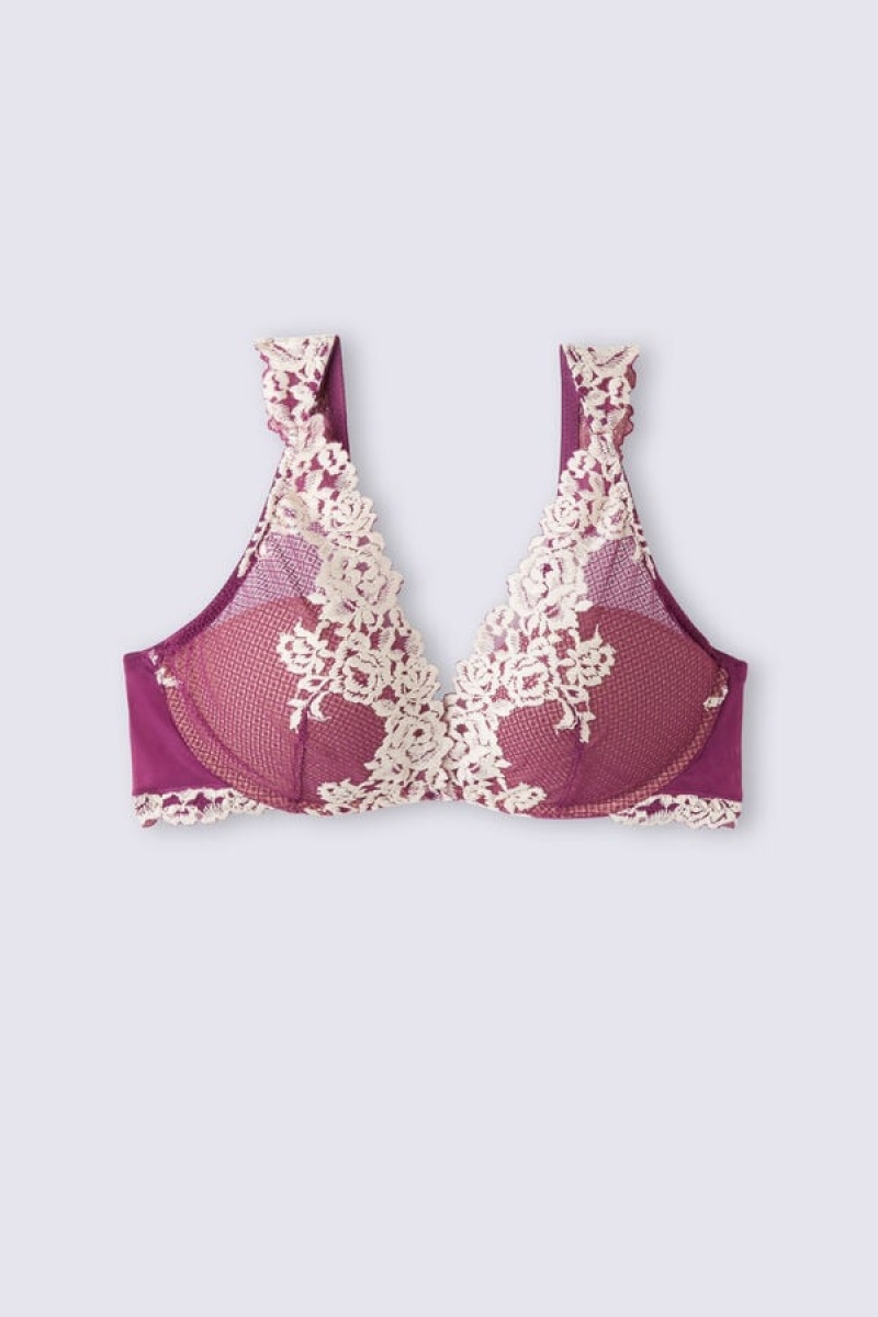 Intimissimi Pretty Flowers Giorgia Balconette Bra Ljubičaste | SN-ITMSM56558