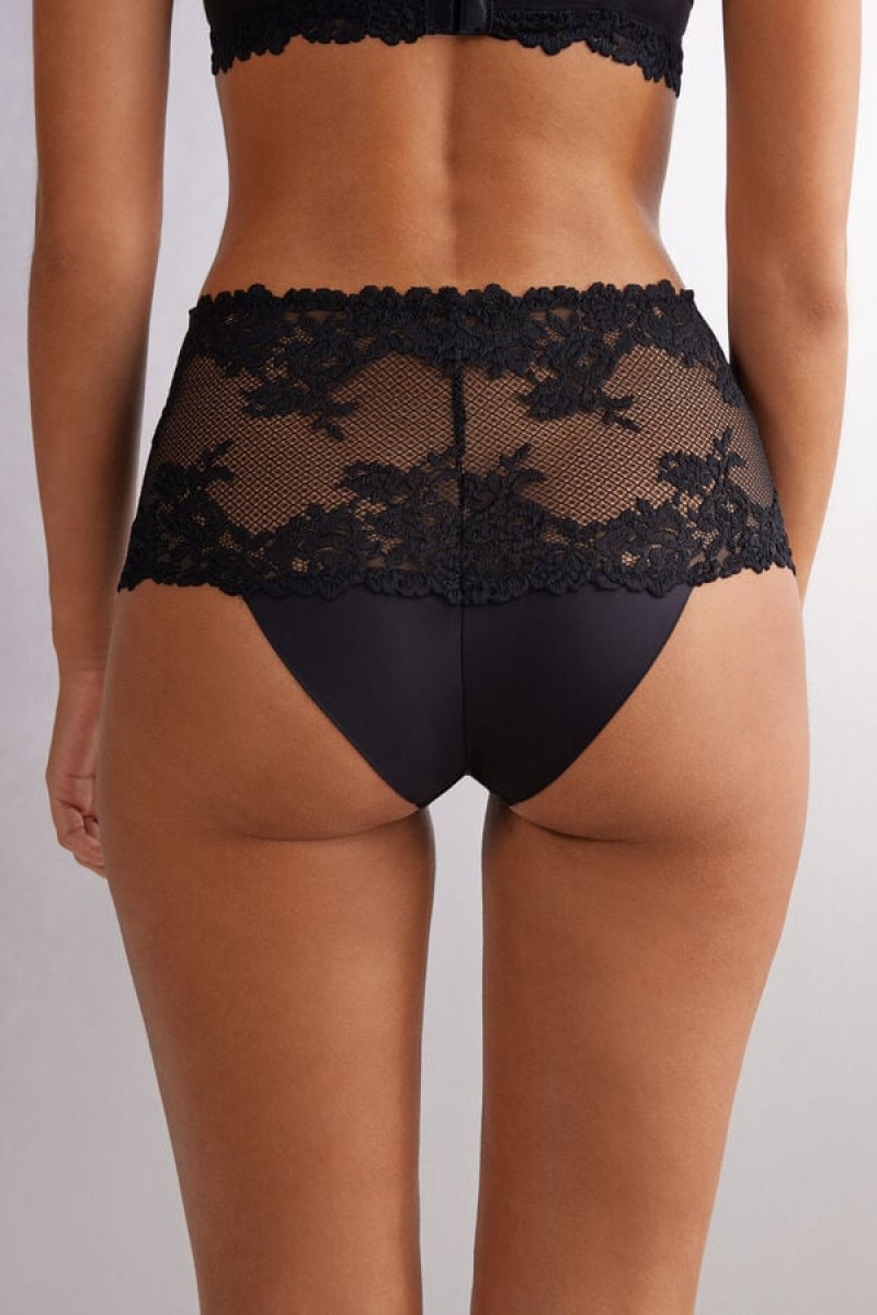 Intimissimi Pretty Flowers Hipster Brazilian Crne | SN-ITMSM57701