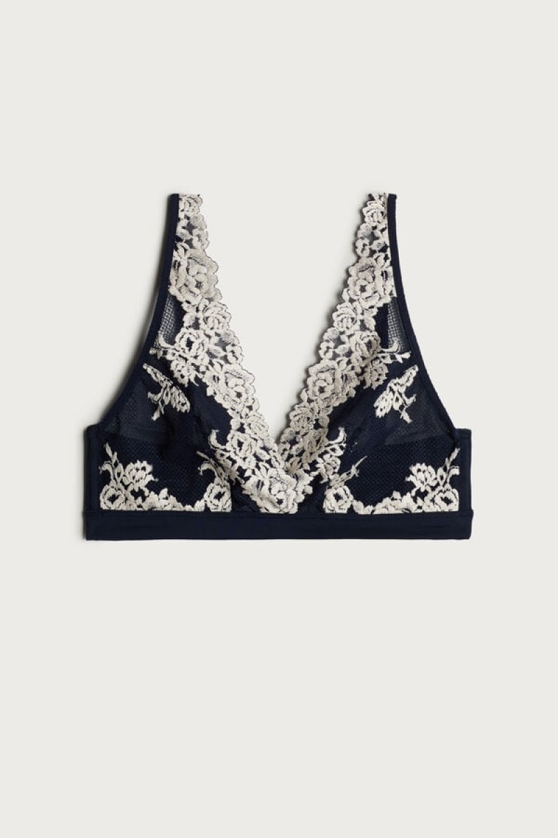 Intimissimi Pretty Flowers Lara Triangle Bra Plave | SN-ITMSM56615