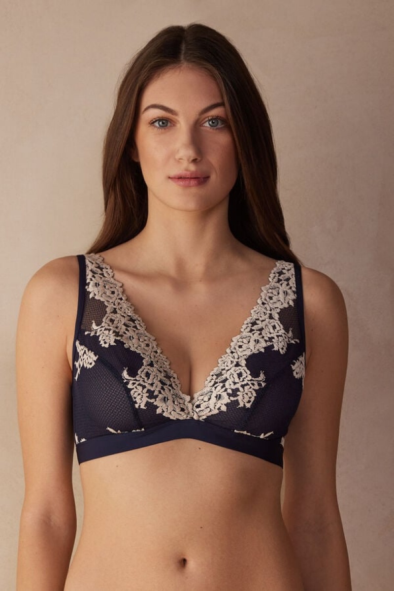 Intimissimi Pretty Flowers Lara Triangle Bra Plave | SN-ITMSM56615