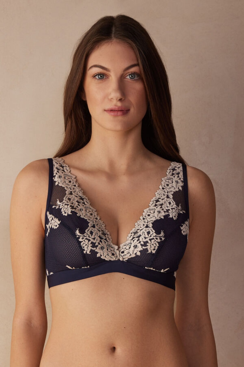 Intimissimi Pretty Flowers Lara Triangle Bra Plave | SN-ITMSM56973