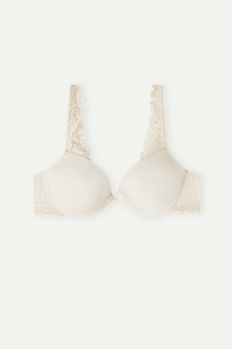 Intimissimi Pretty Flowers Microfiber Bellissima Push-up Bra Bež | SN-ITMSM56753