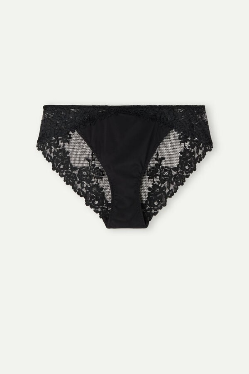 Intimissimi Pretty Flowers Panties Crne | SN-ITMSM57571