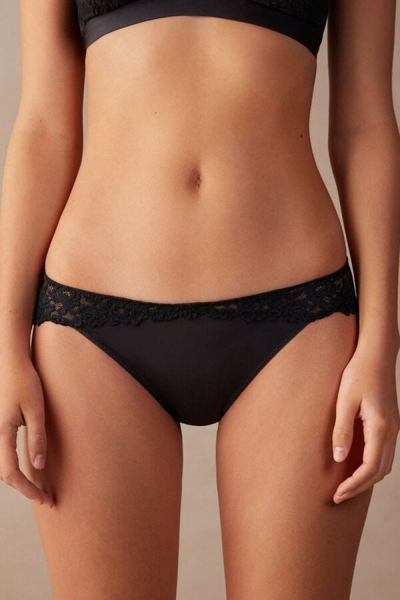 Intimissimi Pretty Flowers Panties Crne | SN-ITMSM57571