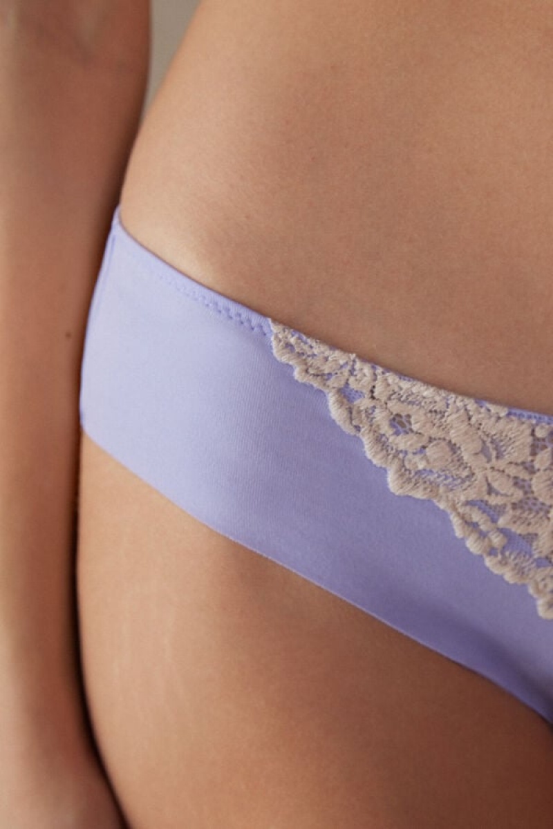 Intimissimi Pretty Flowers Seamless Cotton Panties Ljubičaste | SN-ITMSM57581