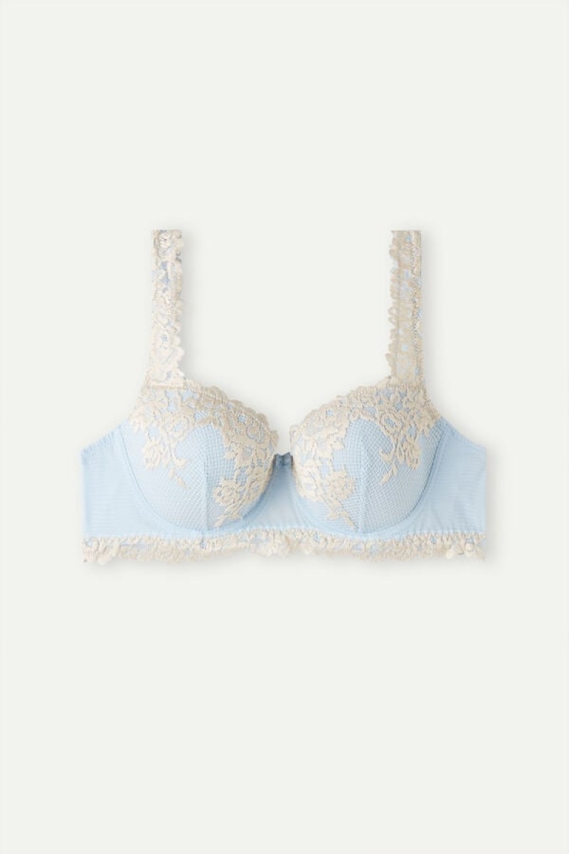 Intimissimi Pretty Flowers Sofia Balconette Bra Svijetlo Plave | SN-ITMSM56519