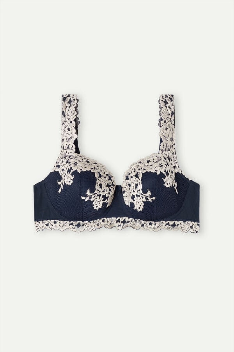 Intimissimi Pretty Flowers Sofia Balconette Bra Plave | SN-ITMSM56525