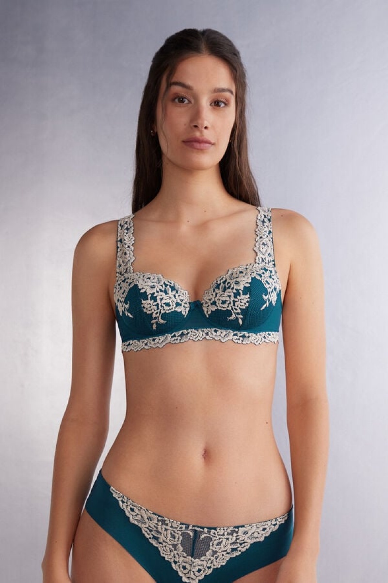 Intimissimi Pretty Flowers Sofia Balconette Bra Plave | SN-ITMSM56552