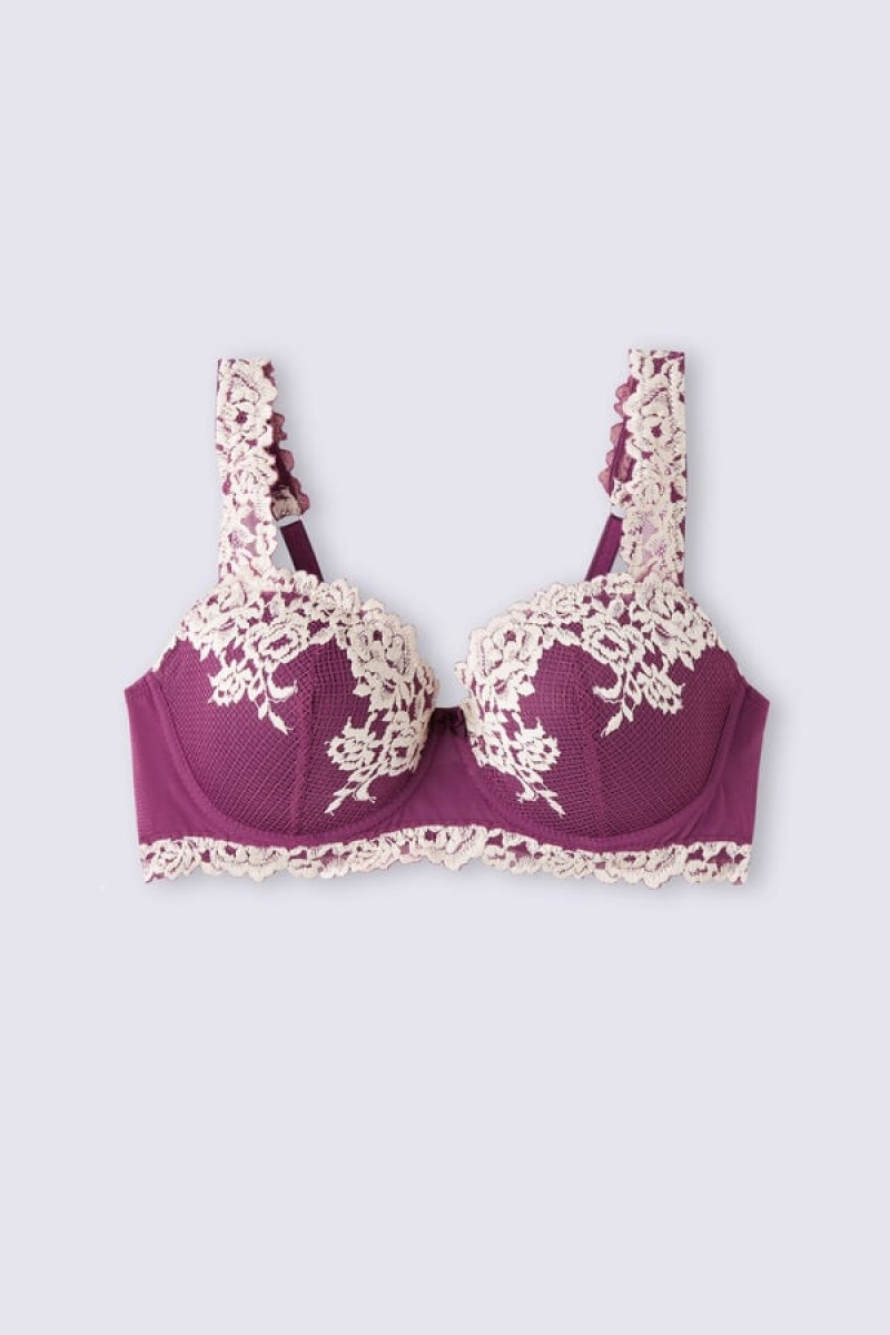 Intimissimi Pretty Flowers Sofia Balconette Bra Ljubičaste | SN-ITMSM56557