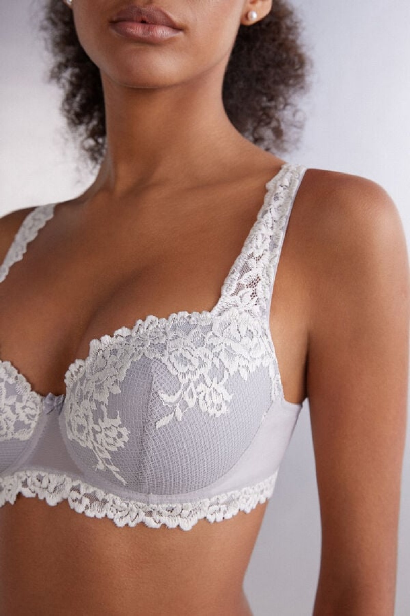 Intimissimi Pretty Flowers Sofia Balconette Bra Bijele | SN-ITMSM56564