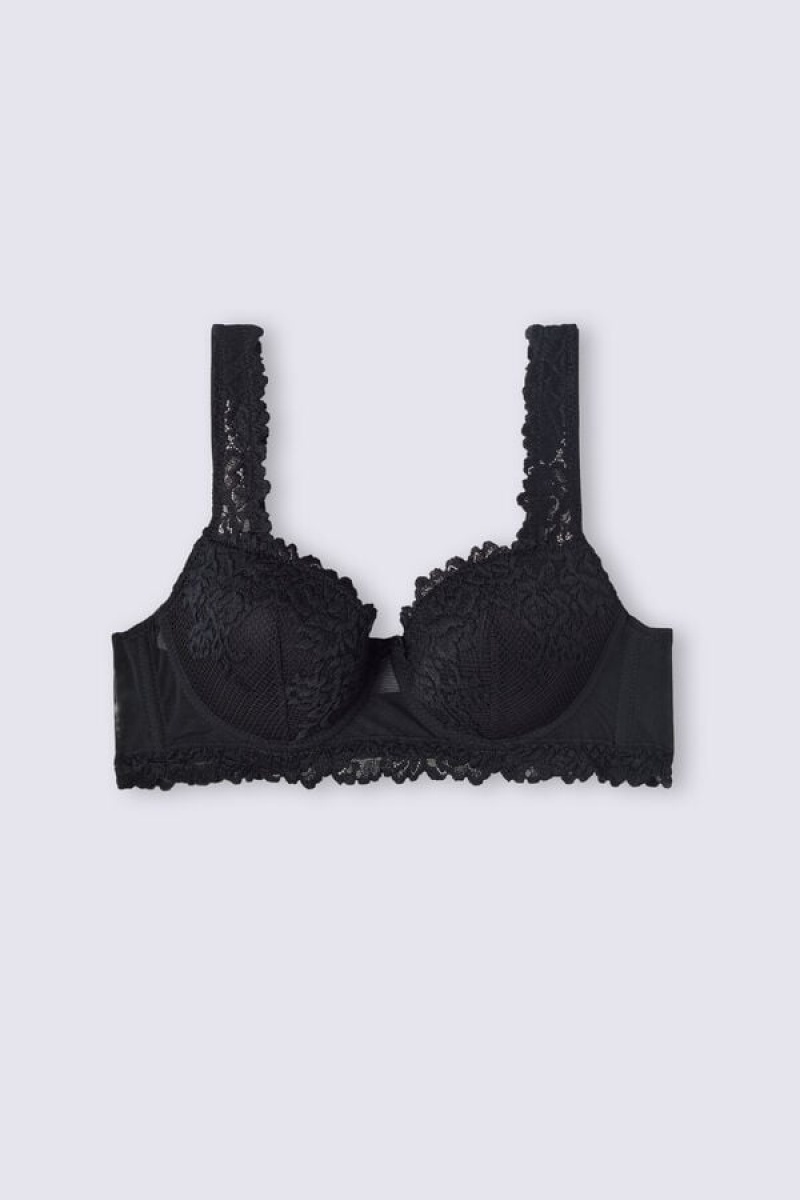 Intimissimi Pretty Flowers Sofia Balconette Bra Crne | SN-ITMSM56448