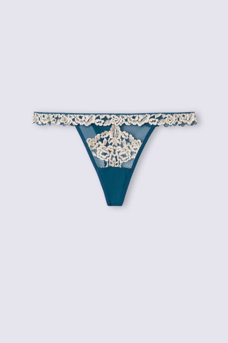 Intimissimi Pretty Flowers String Thong Plave | SN-ITMSM57749