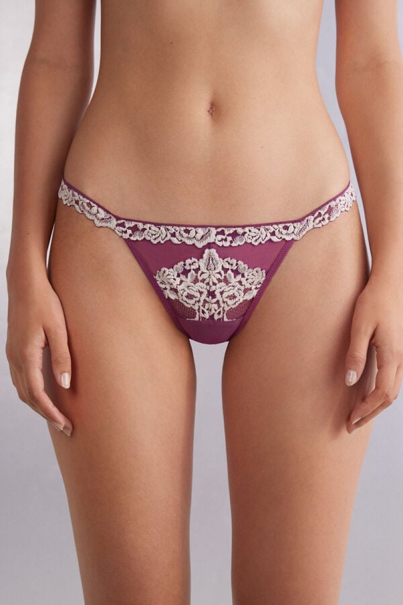 Intimissimi Pretty Flowers String Thong Ljubičaste | SN-ITMSM57751