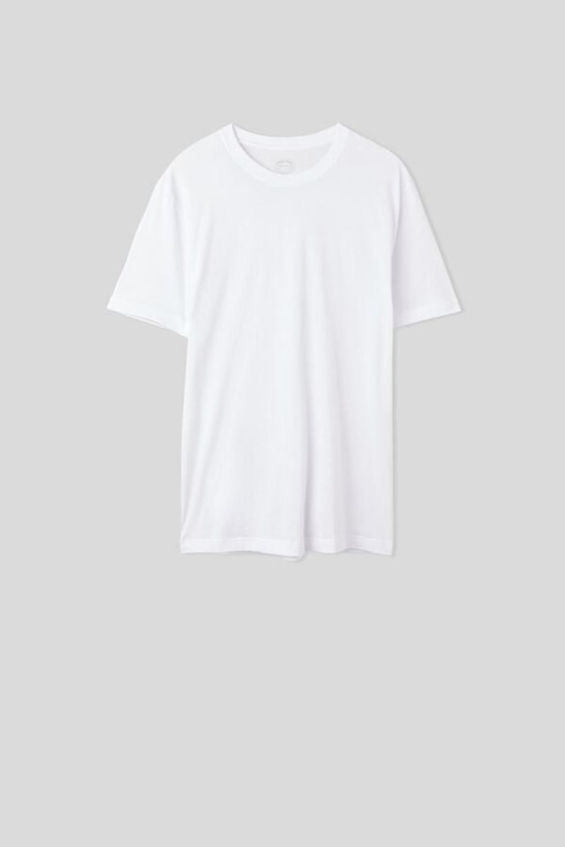 Intimissimi Regular Fit T-shirt In Extrafine Supima® Cotton Bijele | SN-ITMSM58594