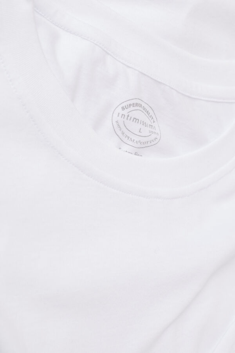 Intimissimi Regular Fit T-shirt In Extrafine Supima® Cotton Bijele | SN-ITMSM58594