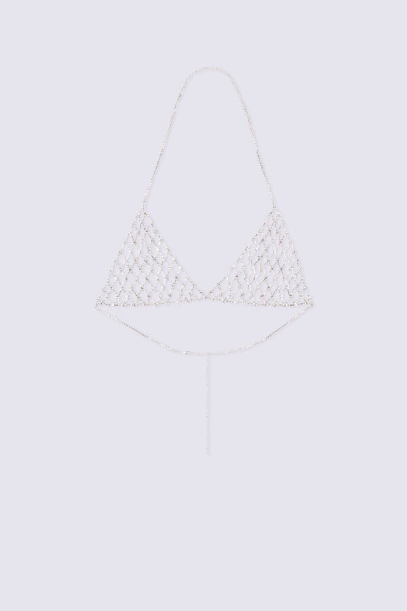 Intimissimi Rhinestone Triangle Bra Metalne | SN-ITMSM56908