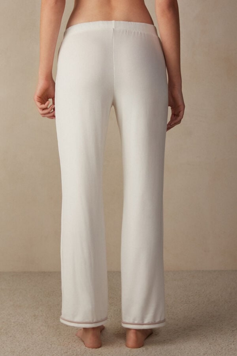 Intimissimi Romantic Bedroom Full Length Pants In Modal With Vuna Bijele | SN-ITMSM58227