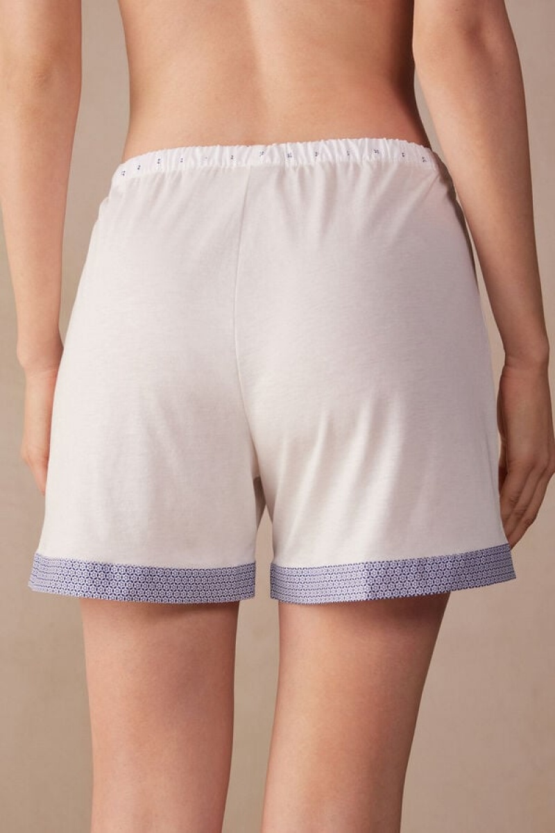 Intimissimi Santorini View Ultrafresh Supima® Cotton Shorts Bijele | SN-ITMSM58366