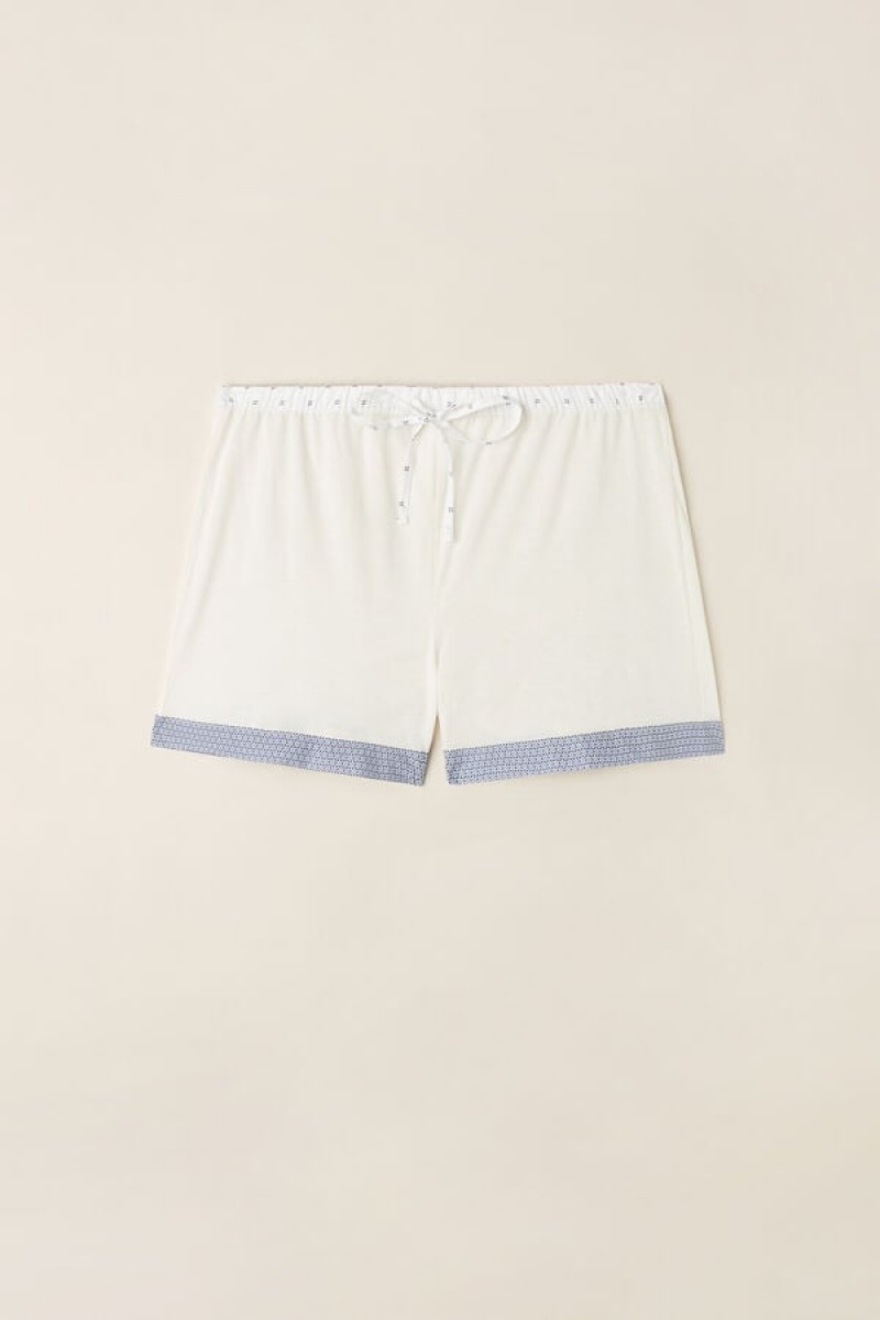 Intimissimi Santorini View Ultrafresh Supima® Cotton Shorts Bijele | SN-ITMSM58366