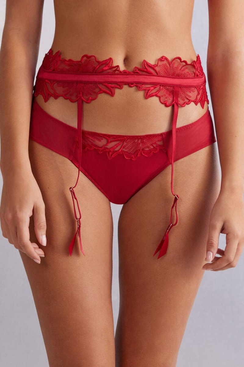 Intimissimi Satin Darlings Garter Belt Crvene | SN-ITMSM57903