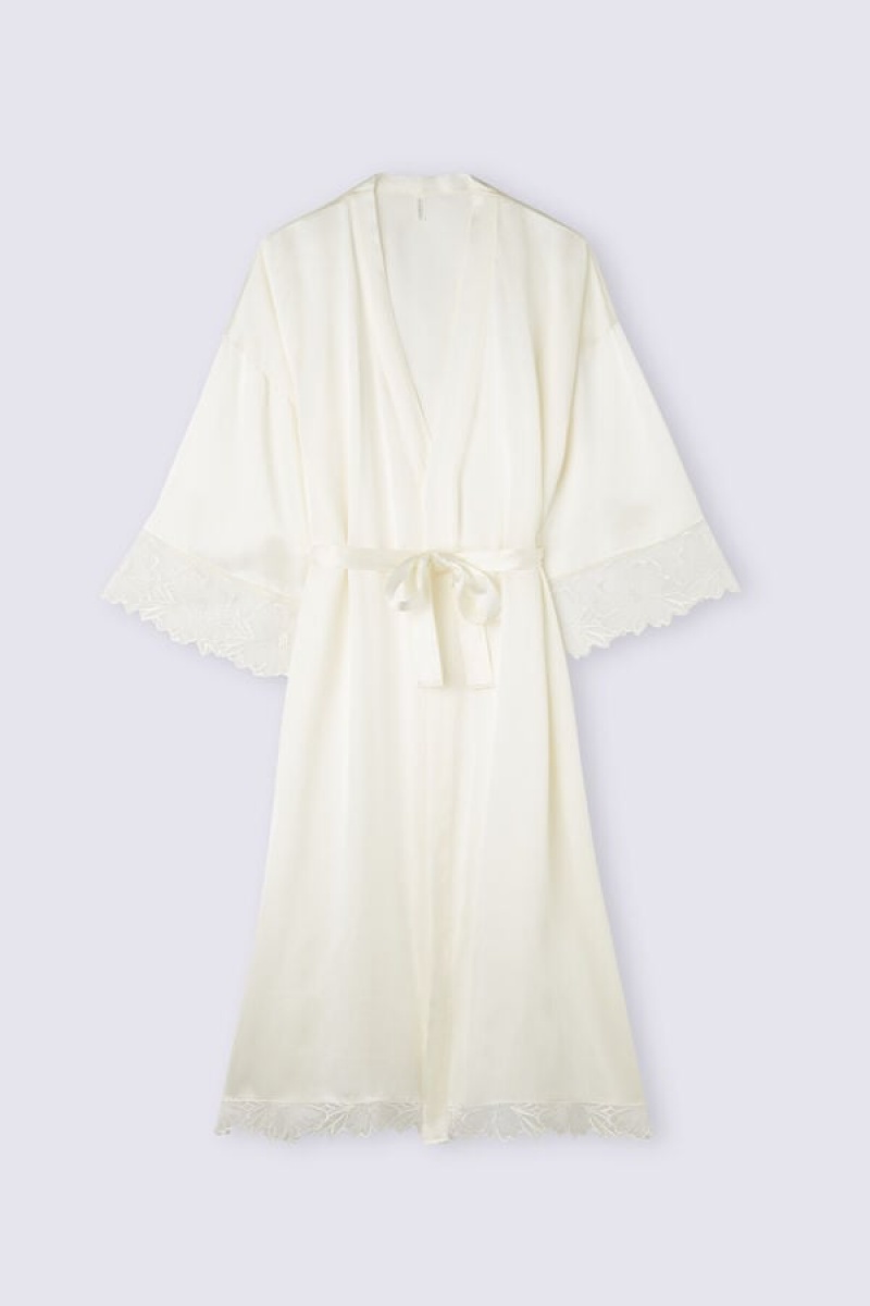 Intimissimi Satin Darlings Silk Robe Bijele | SN-ITMSM58436