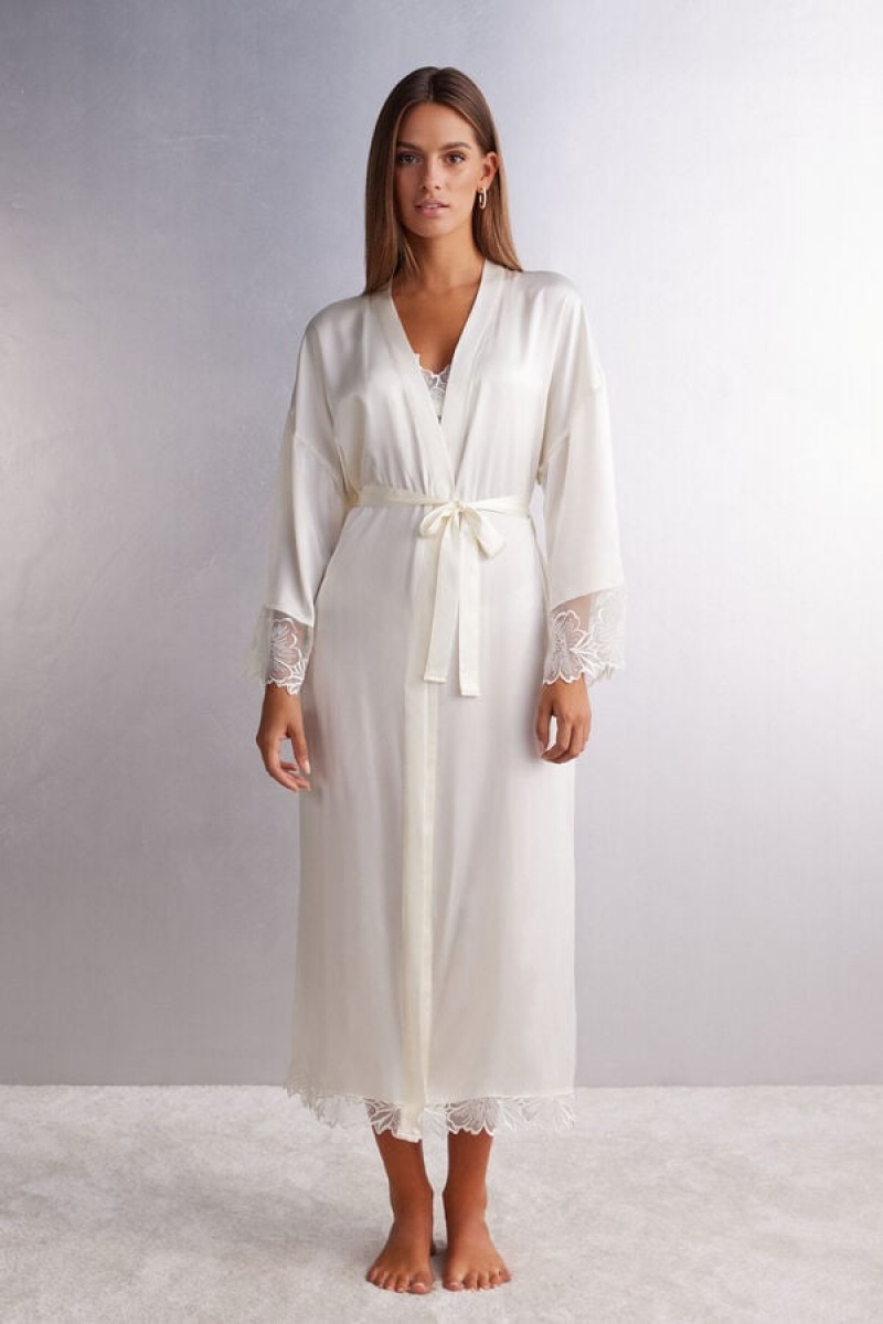 Intimissimi Satin Darlings Silk Robe Bijele | SN-ITMSM58436