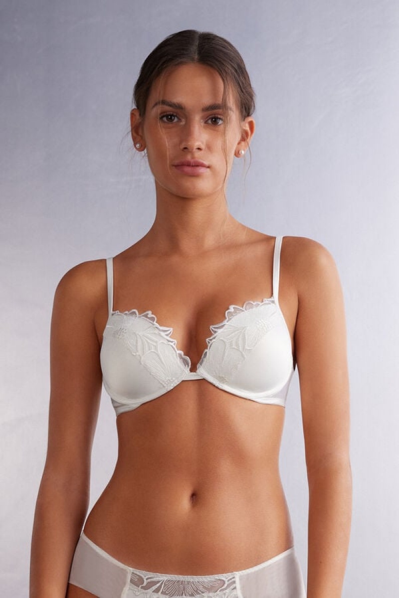 Intimissimi Satin Darlings Silvia Push-up Bra Bijele | SN-ITMSM56791