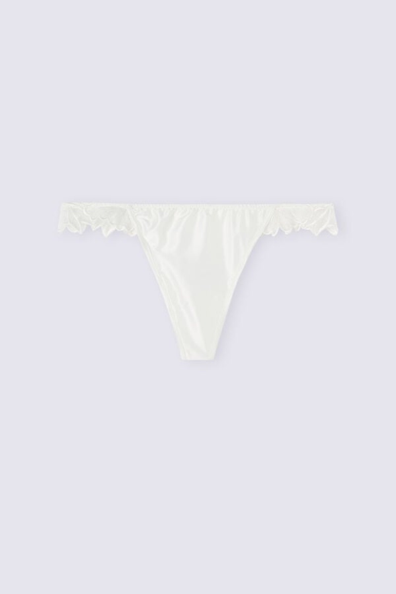 Intimissimi Satin Darlings Thong Bijele | SN-ITMSM57755