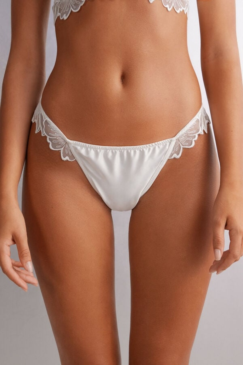 Intimissimi Satin Darlings Thong Bijele | SN-ITMSM57755