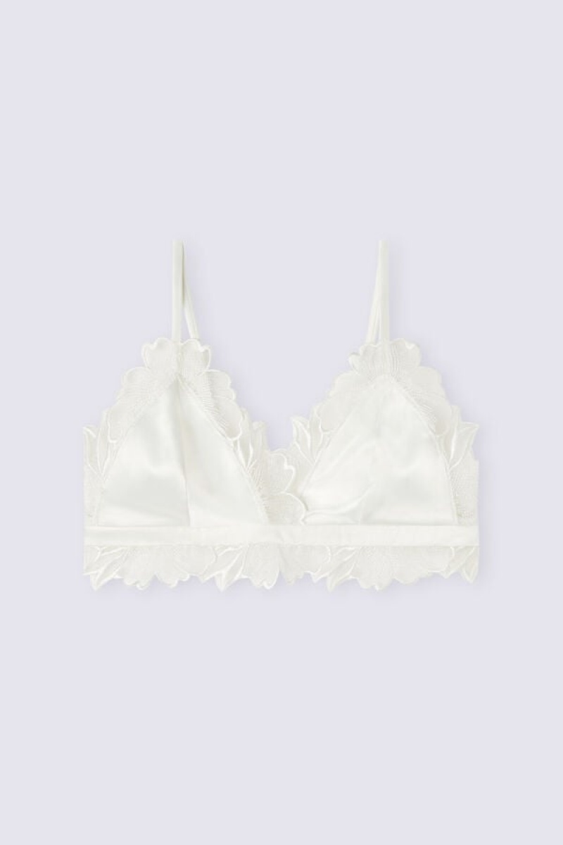 Intimissimi Satin Darlings Triangle Bra Bijele | SN-ITMSM56692