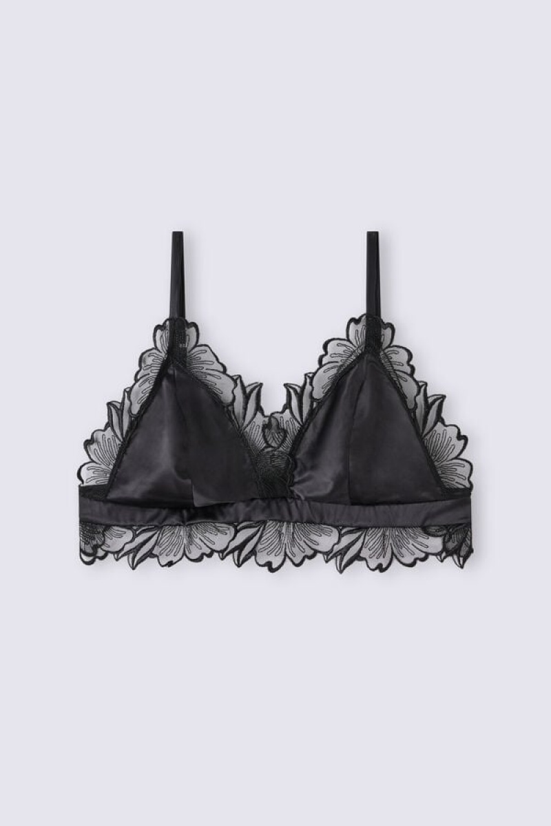 Intimissimi Satin Darlings Triangle Bra Crne | SN-ITMSM56697